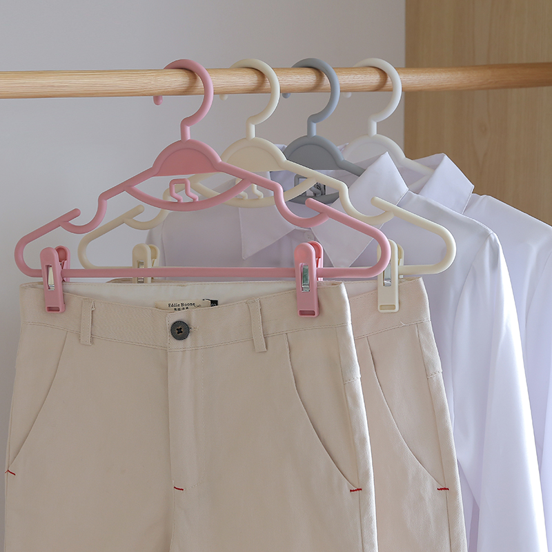 家用可伸缩衣架裤架塑料多功能可连挂带夹子防滑衣挂衣撑晾衣服架
