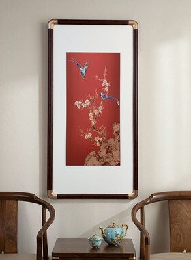 铜雕画新中式入户玄关铜版画喜上眉梢客厅装饰画寓意好花鸟挂画