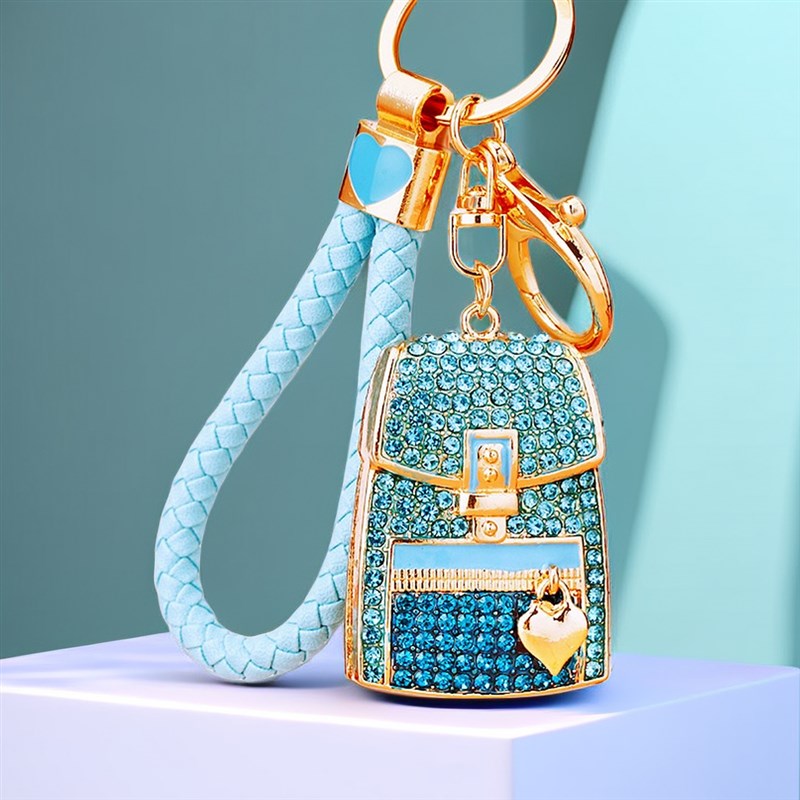 镶钻爱心双肩包汽车钥匙扣女创意包挂件金属钥匙链圈商务礼品