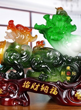招财纳福旺财玉貔貅摆件玉白菜客厅办公室L店铺桌面装饰品开业礼