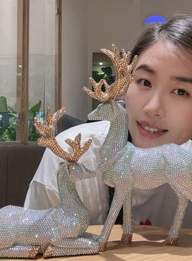 北欧风麋鹿摆件家居装饰品创意客厅酒柜办K公室摆设简约轻奢工艺