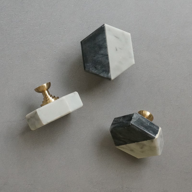 北欧黄铜把手新中式卫浴衣柜门抽屉橱柜黄铜大理石双拼小拉手