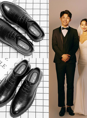 2021新郎内增高结婚礼鞋韩版英伦冬天男士商务休闲皮鞋配西装伴郎