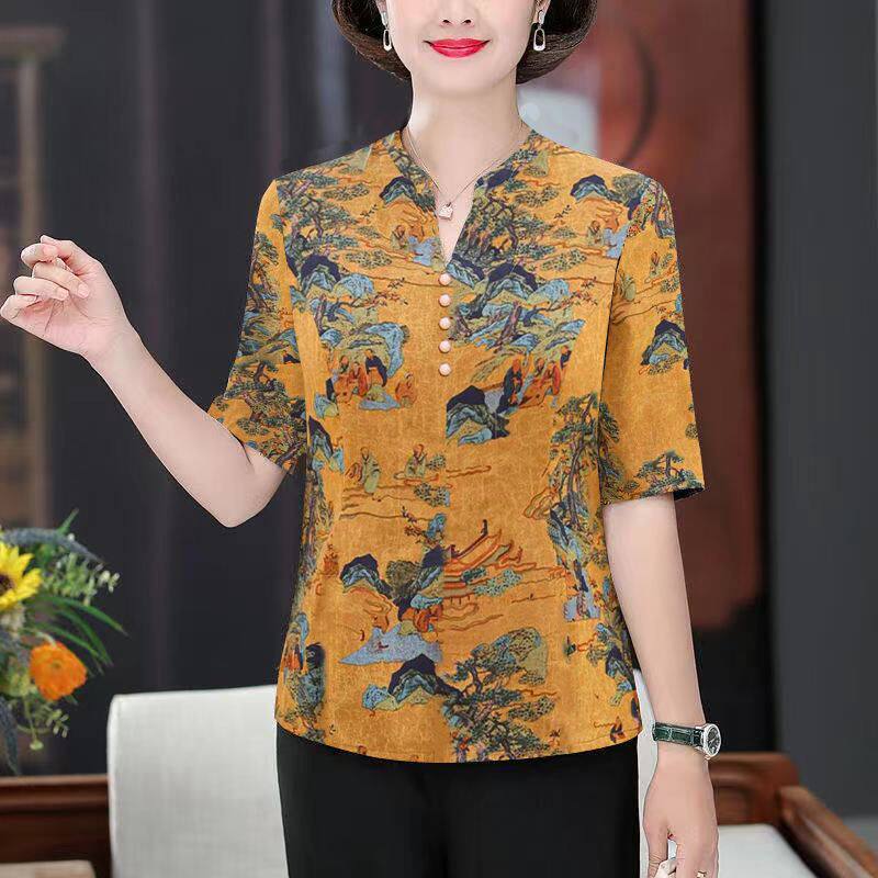 中老年妈妈2024新款短袖T恤女夏季印花百搭气质妈妈装宽松长袖女,服饰配件/皮带/帽子/围巾,中老年服配,淘宝优惠券,粉丝福利购,淘宝优惠卷