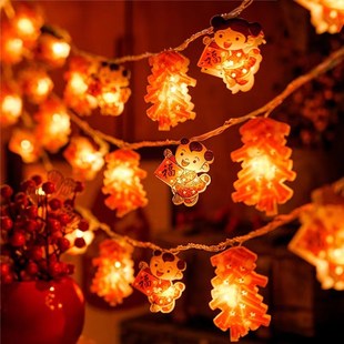 LED灯福娃鞭炮春节o装饰挂件灯串新年户外元宵氛围装扮电池款福娃