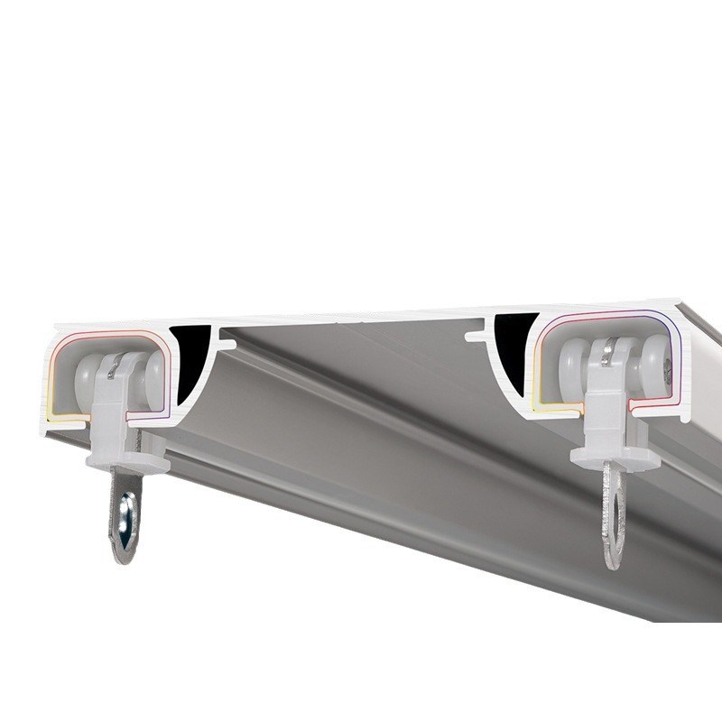 铝合金窗帘轨道双轨导轨滑轨金属连体双排轨窗帘杆加宽双轨道