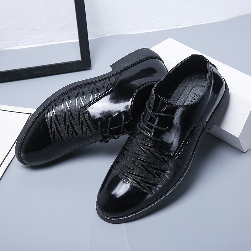 代发男士商务正装皮鞋春季新款休闲系带舒适男鞋英伦新郎结婚礼鞋