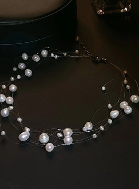 天然淡水真珍珠不规则项链纯手工高级感N仙气锁骨链网红颈链