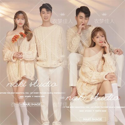 新款影楼拍照主题服装情侣写真形象拍照毛衣室内S小清新私房写真