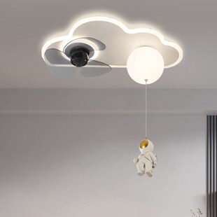 太空人风扇灯卧室温馨氛围空气电机风扇灯创意个性 护眼儿童房间灯