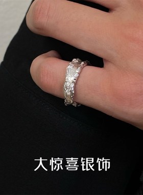 尾戒男女小指纯银小众设计感冷淡风素圈可调节日系号法式不婚单身