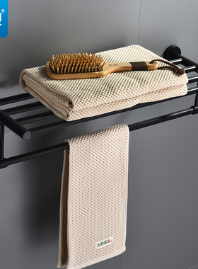 北欧黑色毛巾架不锈钢30tt4浴巾架卫生间置物架壁挂卫浴室五金挂