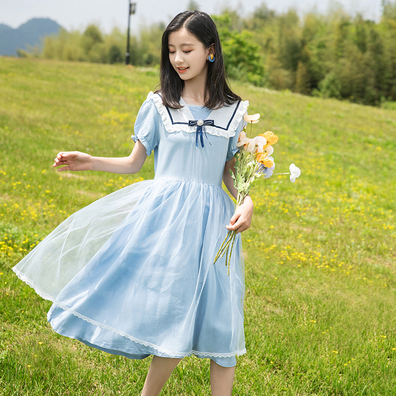女大童连衣裙夏装新款儿童12洋A气1E3岁公主女孩夏季薄款女童长裙
