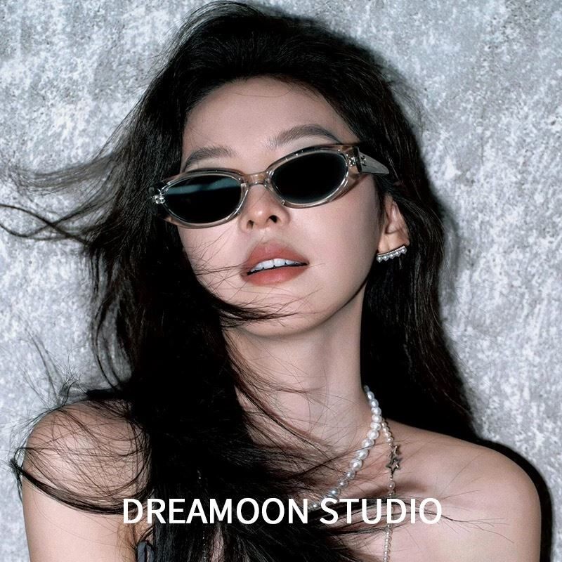 明显同款墨镜女2026新款GM猫眼太阳镜高级感透灰框防紫外线防晒儿