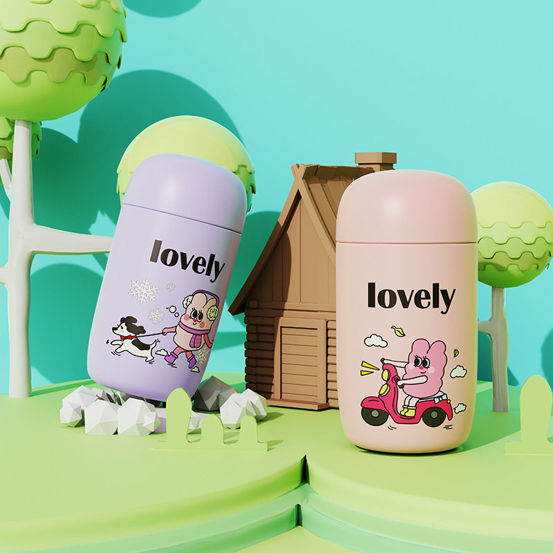 日本品质卡通小巧保温杯男女新款高颜值水杯304迷你小巧便携蘑菇