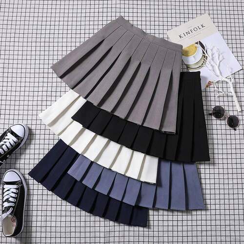 Women High Waist Pleated Skirt School Mini Skirts for Girls