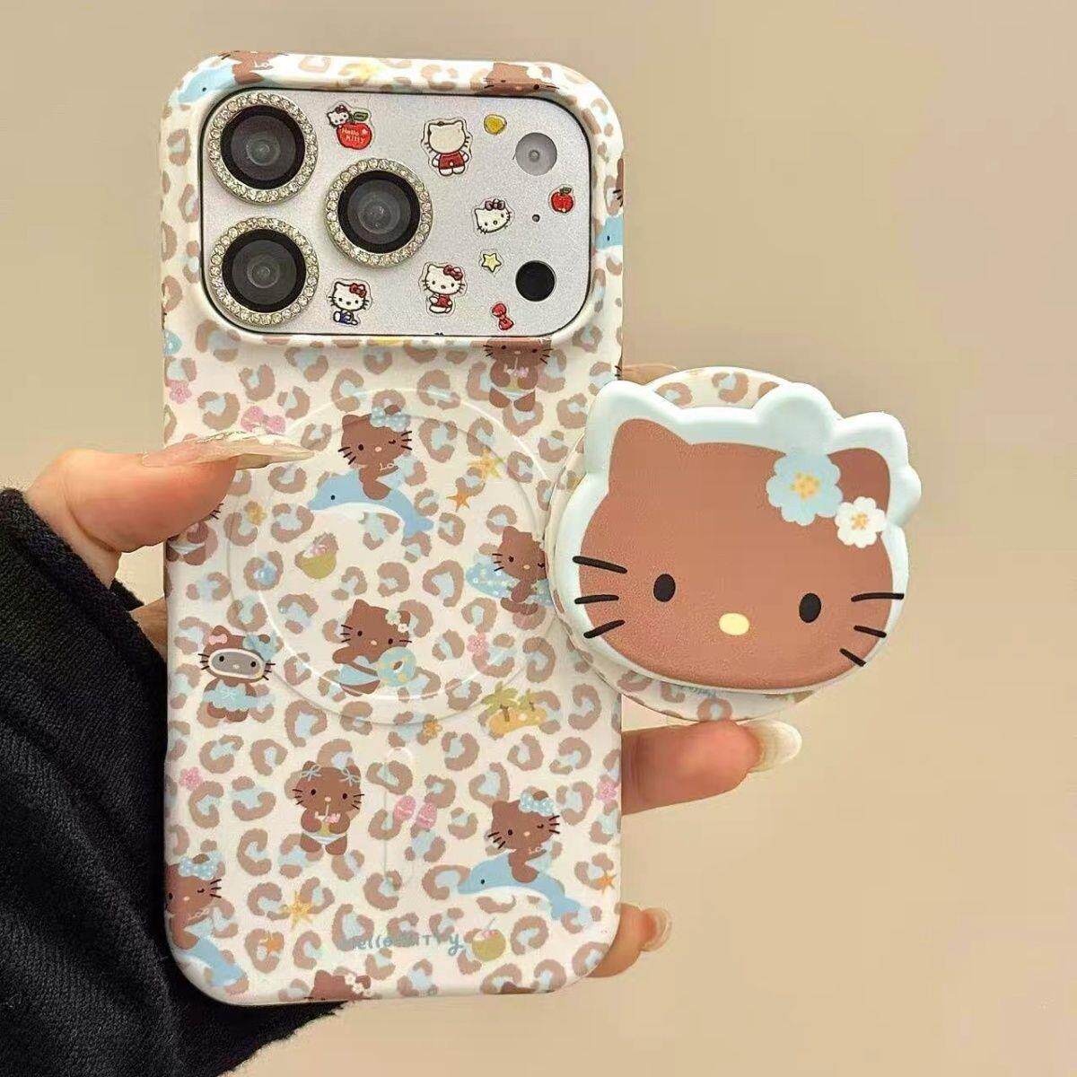 甜酷风豹纹黑皮骑海豚猫咪适用于iphone17promax苹果16手机壳新款