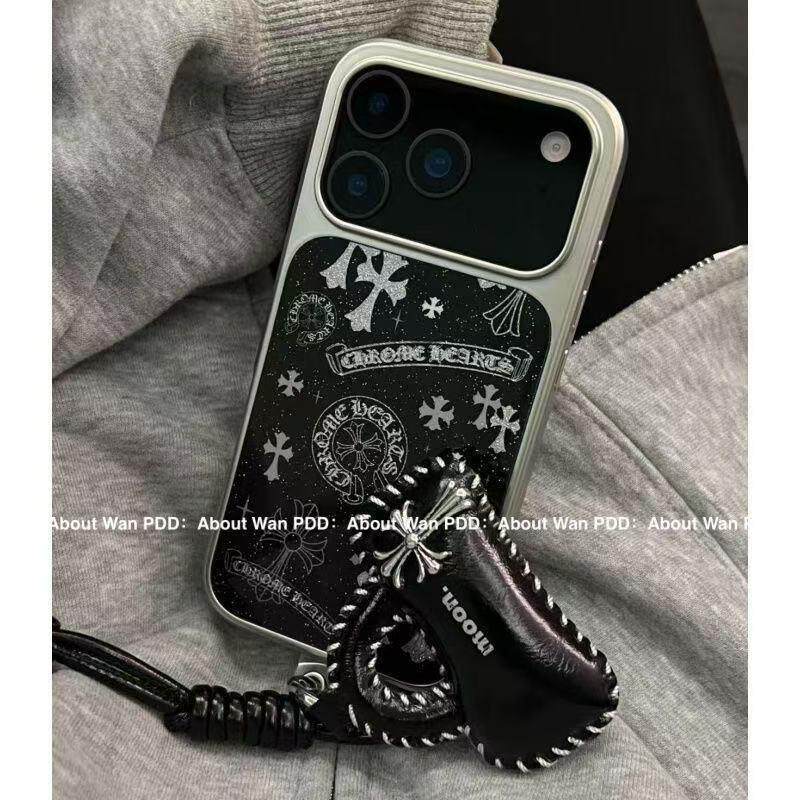 ins风闪粉十字架英文适用iPhone15苹果17promax手机壳16promax潮