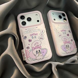 皮质鼓包艾丝乐小兔适用iPhone17苹果手机壳15可爱16promax果冻框