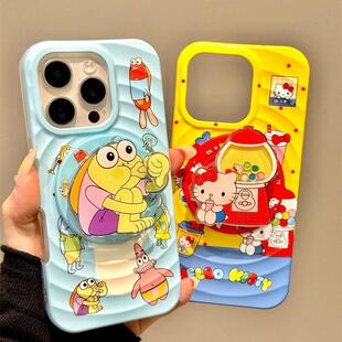 日漫比奇堡居民KT猫磁吸支架适用苹果16promax手机壳iphone15新款