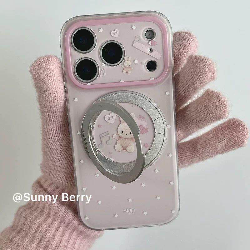 粉星星小兔折叠旋转支架适用苹果17promax手机壳iphone16全包1514,3C数码配件,手机保护套/壳,淘宝优惠券,粉丝福利购,淘宝优惠卷