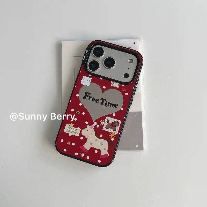 红波点可爱小马爱心镜面适用苹果17promax手机壳iphone16全包1514,3C数码配件,手机保护套/壳,淘宝优惠券,粉丝福利购,淘宝优惠卷