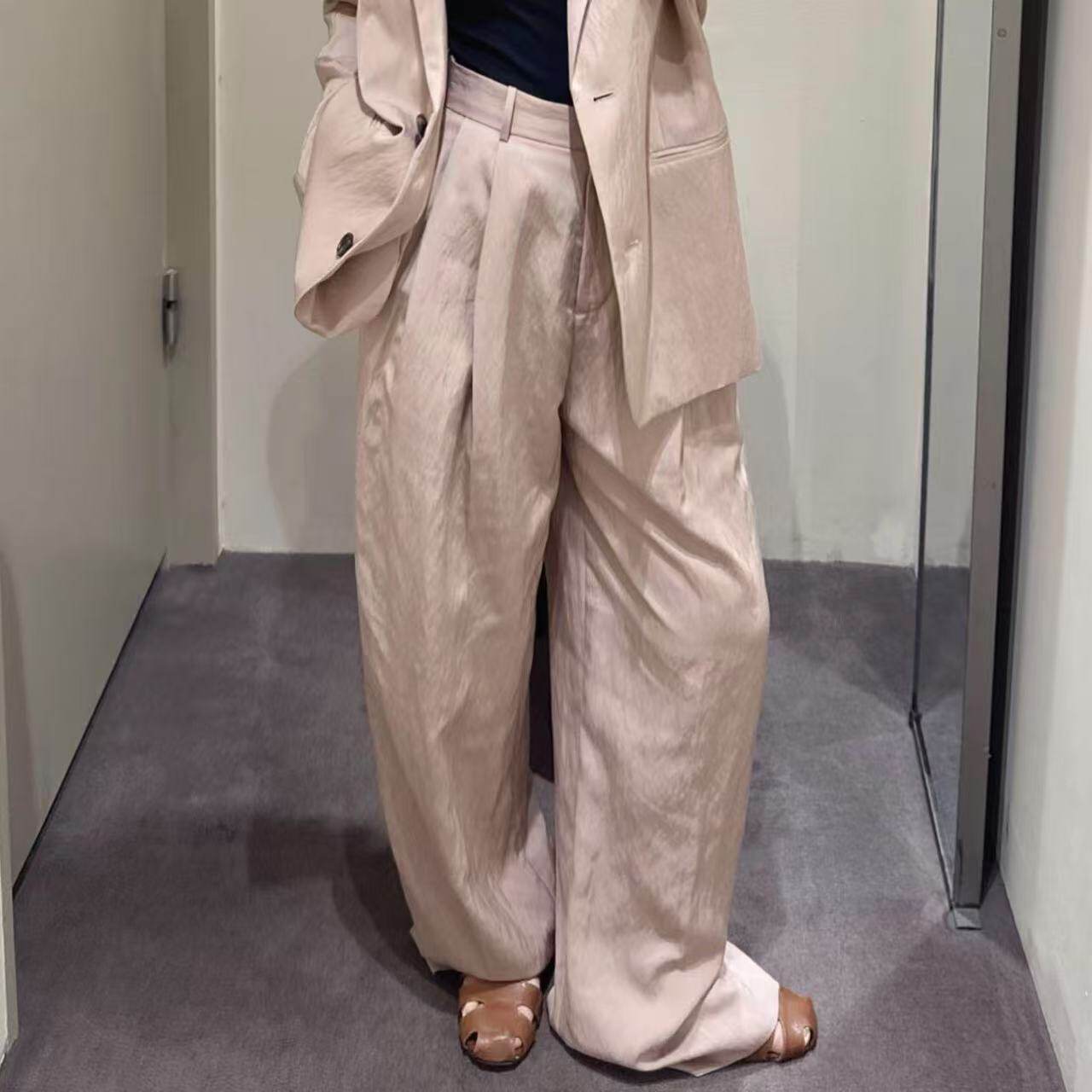 CS女装休闲版型褶裥阔腿裤西装裤