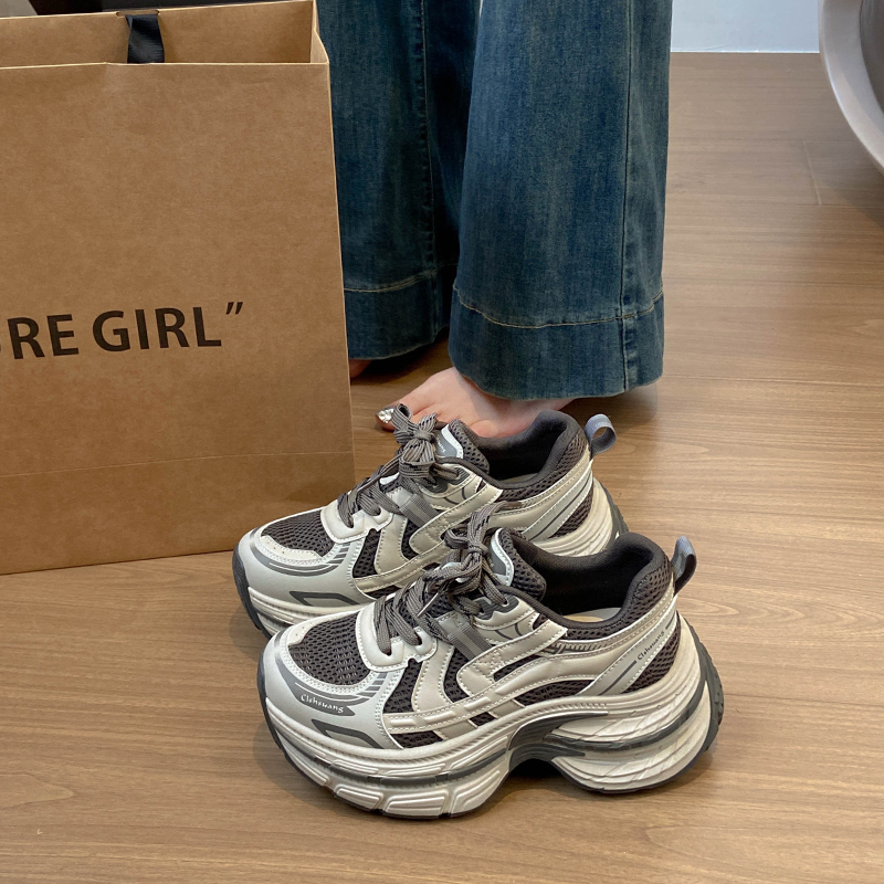 小个子双底增高厚底增高老爹鞋女复古百搭休闲运动鞋显高女鞋