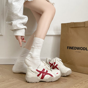 实拍现货2026新款春季女鞋厚底老爹鞋轻便百搭运动休闲鞋女