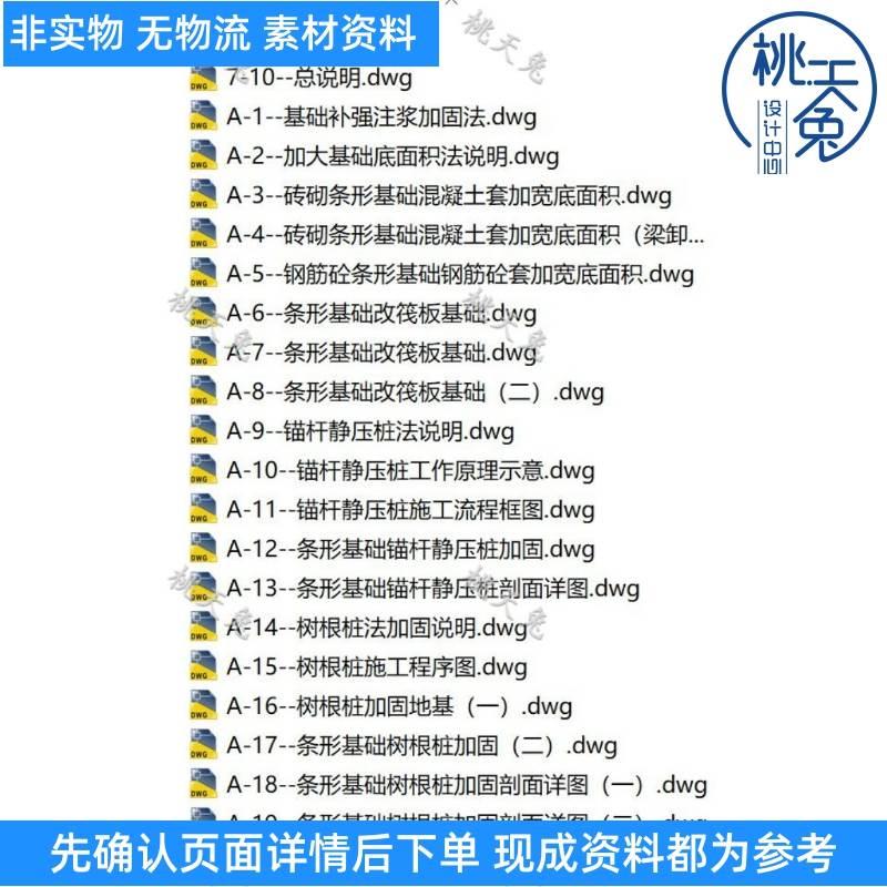 加大基础底面积、锚杆静压桩法树根桩法地基基础加固节点CAD图纸