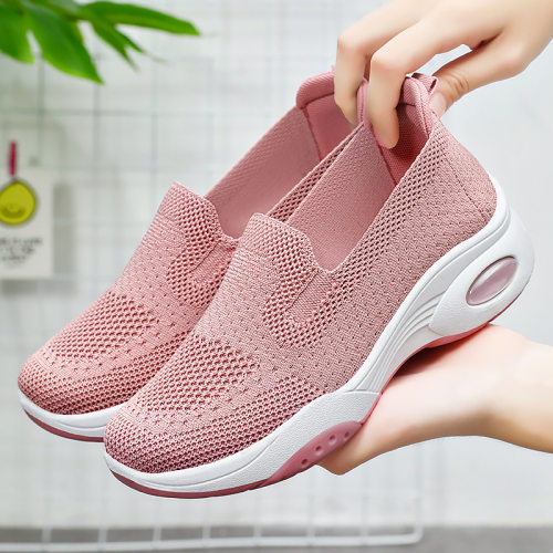 老美华官网鞋子女夏季新款女鞋厚底飞织布鞋shoes休闲一脚蹬增高