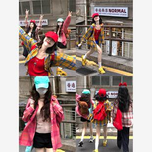 【ALITTLE 乱糟糟】“明媚夏日”刺绣格子长袖衬衫宽松百搭秋季