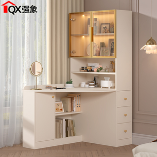 定制三角形转角梳妆台书桌书柜一体靠墙卧室电脑化妆桌小户型H16