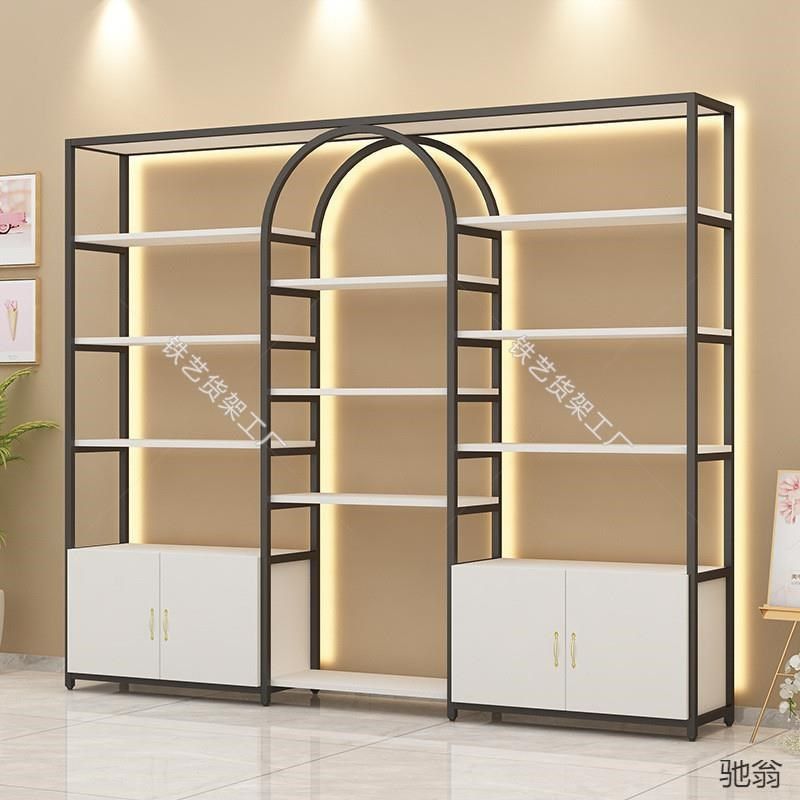 美容院展示e柜美甲油胶展示架化妆品带灯多层置物架商用陈列柜货