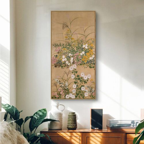 繁花似锦小众中古花卉艺术玄关挂画现代侘寂风客厅装Y饰画餐厅壁