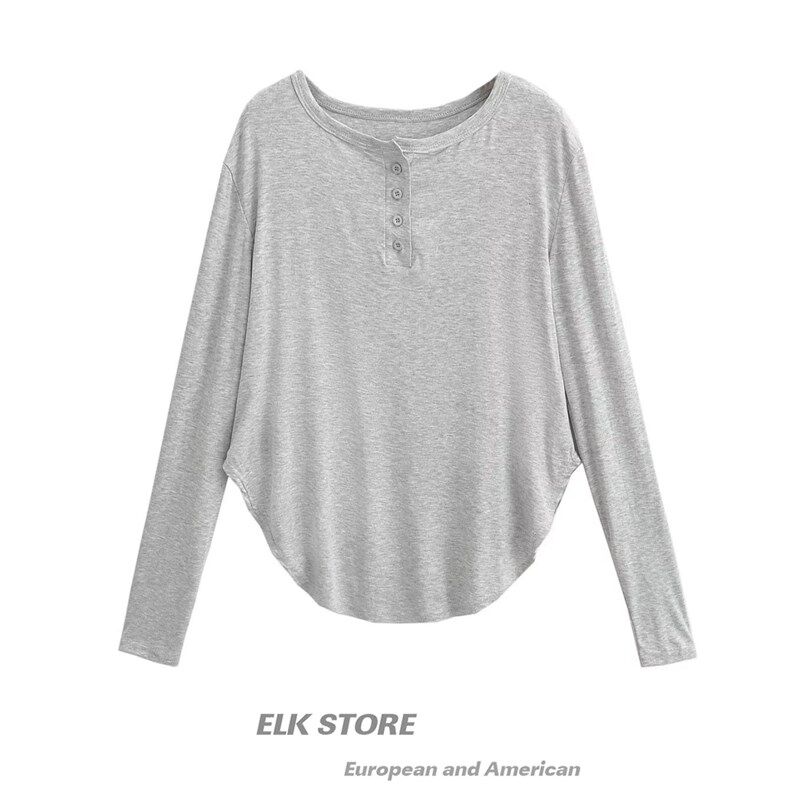 慵懒风四季休闲白色长袖T恤罩衫女宽松显瘦跳舞针织打底防晒上衣