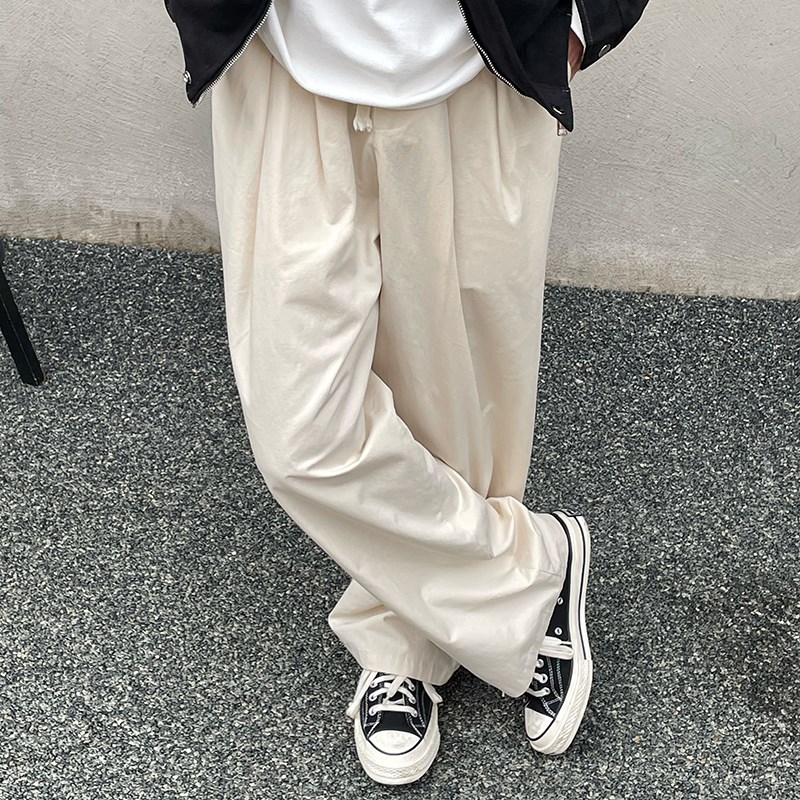 纯色休闲裤日系宽松直筒纯棉西裤春秋季男生长裤垂感秋天裤子男