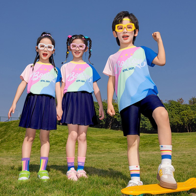 粉色校服套装中小学生夏季新款老师运动服学院风幼儿园服儿童班服