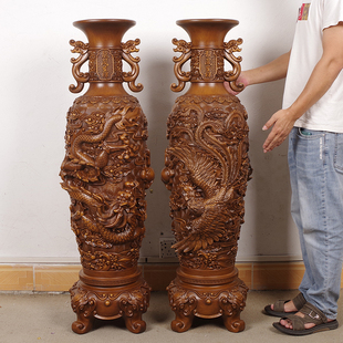 龙凤花瓶摆件一对大号落地公司店铺开业礼品客厅玄关电视柜装 饰品