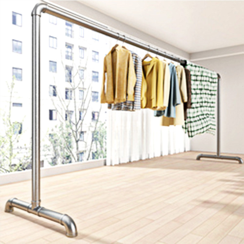 钢管晾衣架落地户外折叠家用阳台卧室挂衣服简易晒被凉衣单杆水管