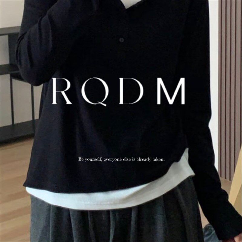 大码女装2025春秋新款胖MM宽松显瘦小排扣假两件正肩长袖T恤上衣