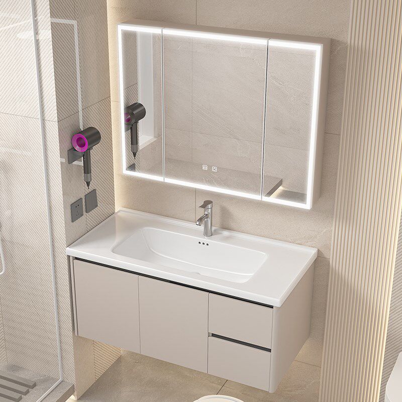 加厚太空铝蜂窝浴室柜组合全铝洗脸盆柜洗手盆陶瓷一体盆抽屉式柜