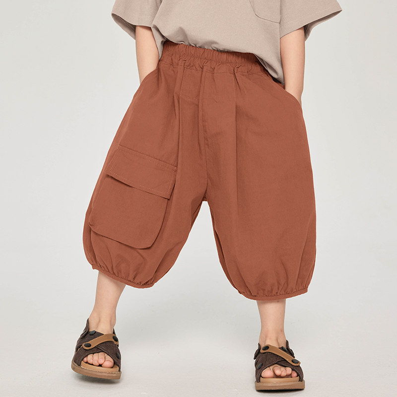 男童裤子夏季薄款2024新款儿童韩版休闲裤中小童宽松七分裤工装裤