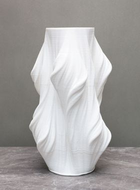 现代简约白色花器花插样板房售楼部卧室书房客厅S餐厅玄关摆件饰