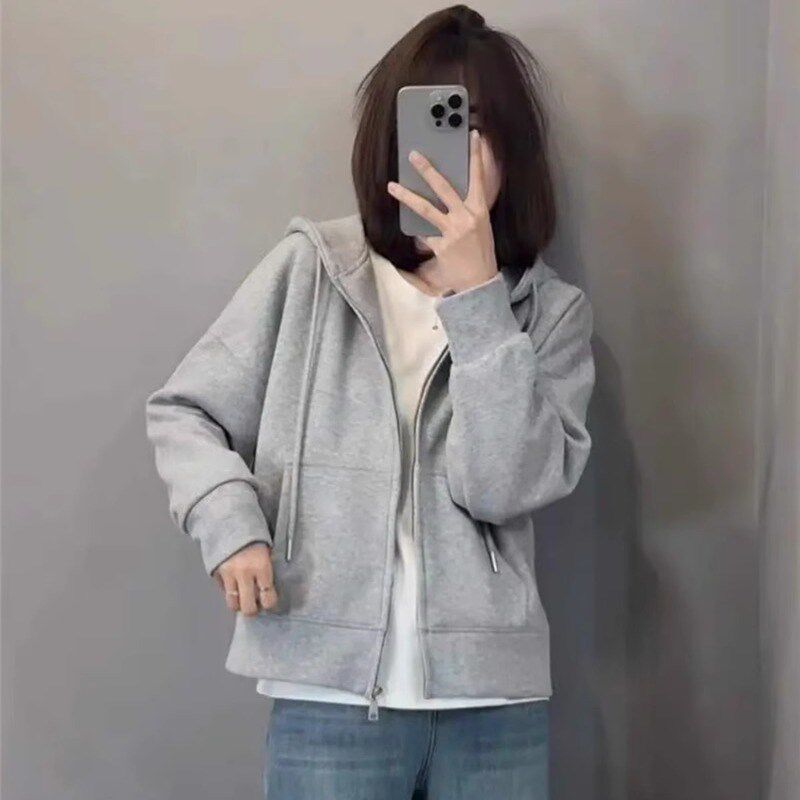 连帽卫衣外套女短款春季2025新款高级宽松小个子休闲韩系开衫上衣