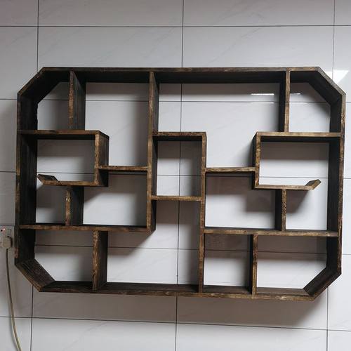 实木博古架墙上置物架多宝阁新中式书架办公室隔断茶柜摆件陈列柜