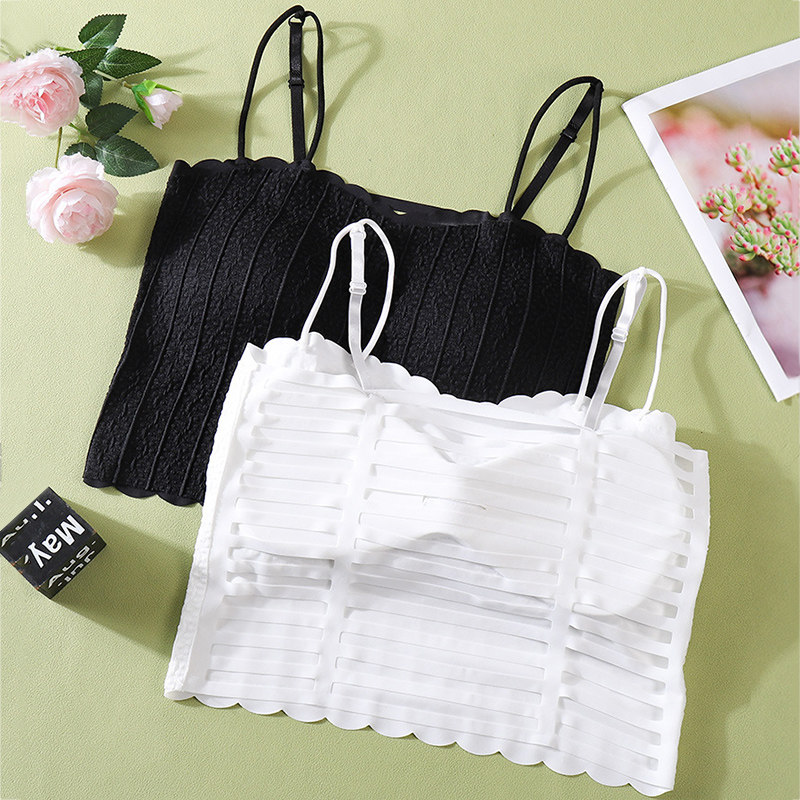 大码美背背心女胖mmm200斤文胸一体长款冰丝薄款防走光带胸垫内衣