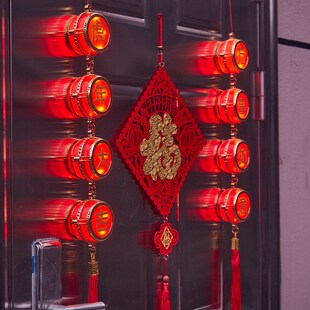 LED春节吸盘灯红灯笼窗帘灯喜庆红鼓灯房间街道装 饰灯 饰灯新年装
