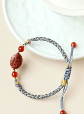 小叶紫檀手串龙年普贤菩萨本命年红绳手链生肖男女属相本命佛手绳