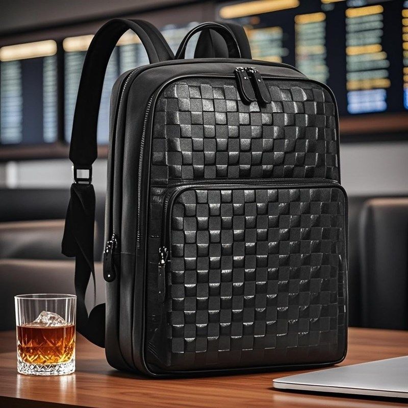 真皮双肩包男士高级感头层牛皮时尚电脑双肩包大容量出差潮流背包